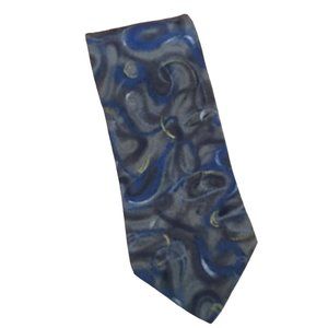 Como Collezione Multicolor Blue Gray Green Abstract 100% Silk Men’s Tie EUC